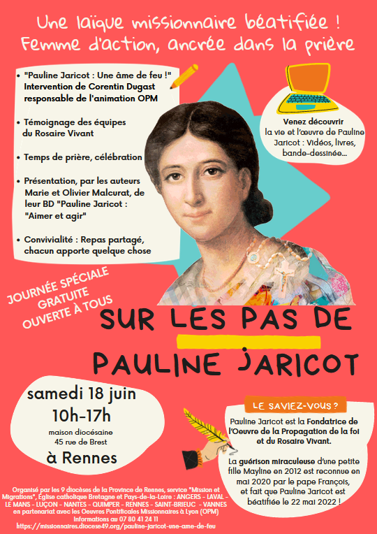 Affiche 18 juin 2022 Rennes journée sur les pas de Pauline Jaricot