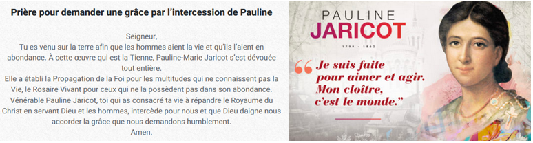 Intercession Bienheureuse Pauline Jaricot